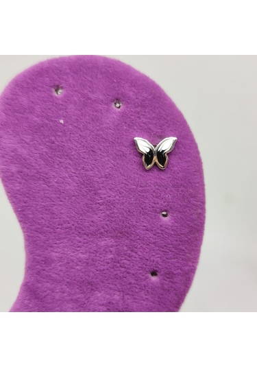 Güler Yüzlü Silver İthal Siyah Beyaz Mineli Gümüş Tragus Pıercıng 001