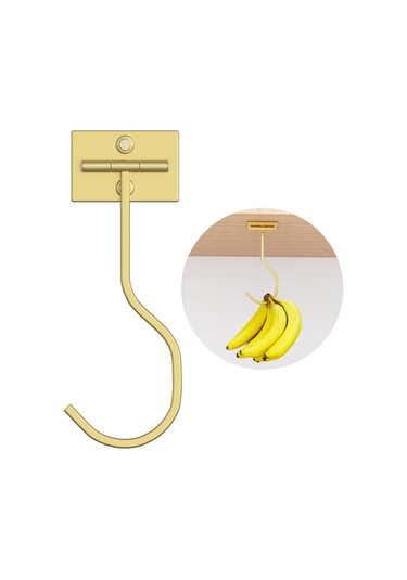 Kosona Altı Montajlı Renkli Elma Muz Asıcı, Çok Fonksiyonlu Katlanabilir Mutfak Fidanı, Kolay Kurulumlu, 16cm Boy, Modern Stil