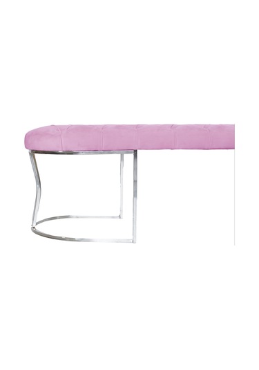VİEGO SILVER PEMBE-Kapitoneli Model Puf&Bench&Koltuk-Oturak-Uzun Makyaj Puff-Yatak Odası Ucu&Önü