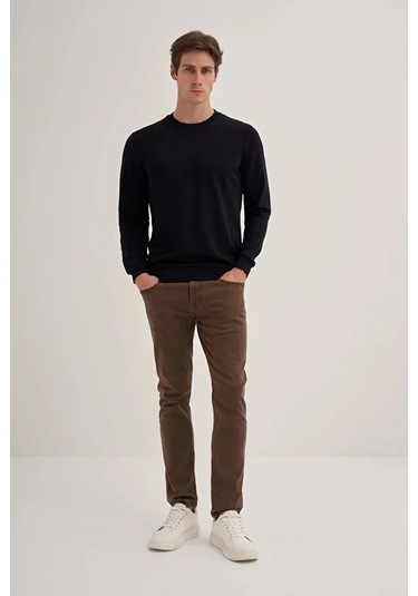 Cazador Slim Fit Mevsimlik 3 İplik Pamuk Karışımlı Sweatshirt-56100 Siyah