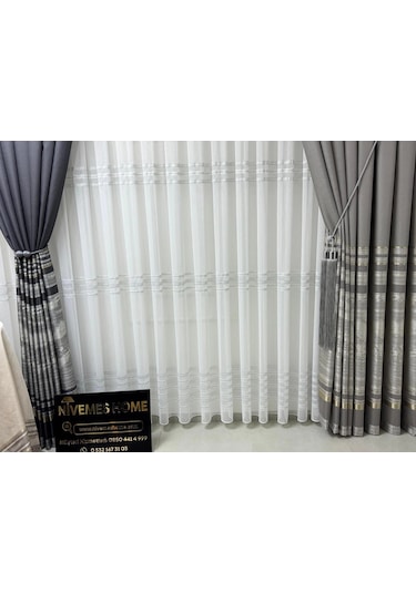 Nivemeshome Urla V-5404 Gri 1/3 Sık Pileli Fon Perde Apm Gri