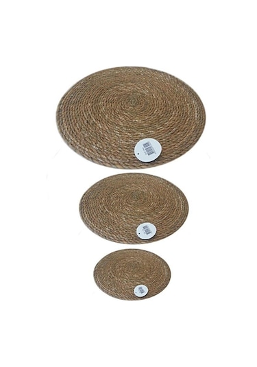 Amerikan Hasır Servis Supla Örme Bambu 35 CM 6 Adet Krem