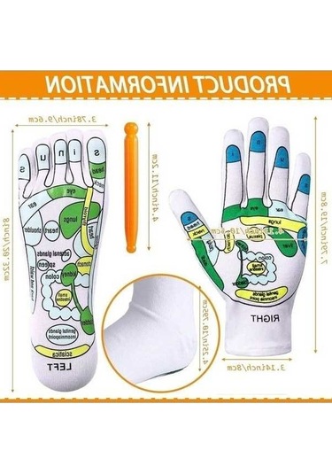 Tysm Renkli Akupresür Eldiven & Çorap Seti, Masaj Aletleri, Çok Renkli Refleksoloji Eldivenleri Çok Renkli