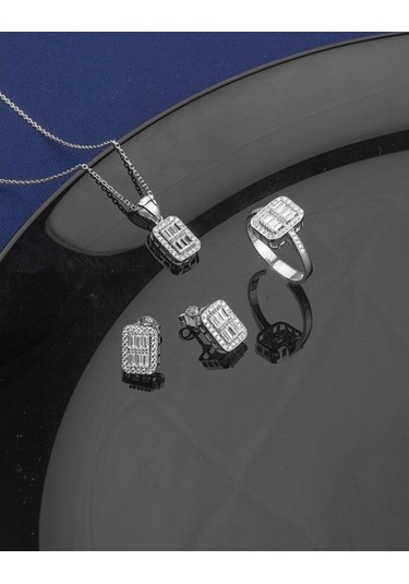 Özel Tasarım Baget Taşlı Gümüş Takı Seti