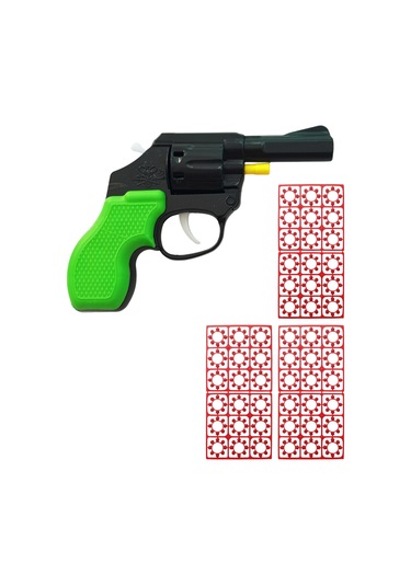 Plastik Kovboy Tabanca Pat Pat Tabanca 3 Paket Kapsül Yeşil