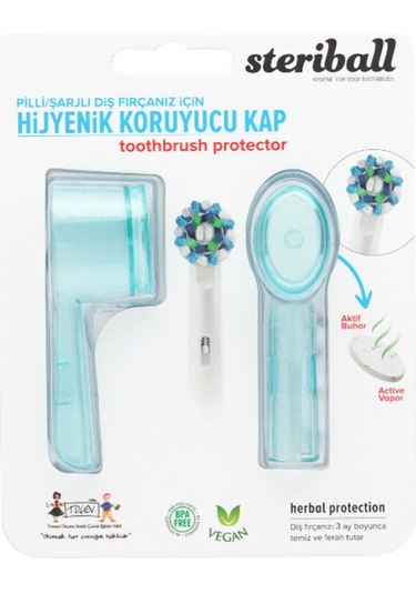 Steriball Pilli Veya Şarjlı Diş Fırçaları İçin Hijyenik Diş Fırçası Kabı - Açık Mavi