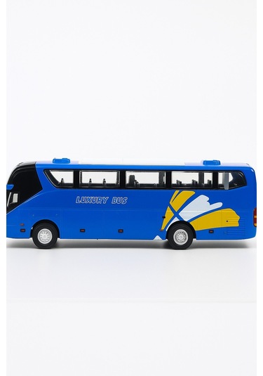 Lüks Işıklı Sesli Kapıları Ve Bagajı Açılan Yumuşak Lastikli Tur Tatil Otobüsü 15 Cm - Mavi