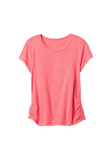 Gap V-logo Sıde Ruched Tee Pembe Kız Çocuk Kısa Kol T-shirt 000000000102232841 Pembe