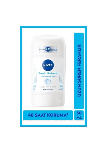 NIVEA Kadın Stick Deodorant Fresh Natural 50 ML, Ter Kokusuna Karşı 48 Saat Koruma, Uzun Süren Ferahlık