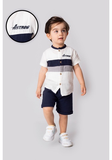 Marvello 12-18 Aylık Erkek Çocuk Garnili Kısa Kollu Takım %100 Pamuklu Yazlık Alt Üst Takım Çok Renkli