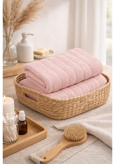 Violeta Model 2'li Banyo Havlu Seti Pudra