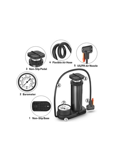 Xbyc 9022 Göstergeli Mini El Ve Ayak Şişirmeli Bisiklet Pompası Yüksek Basınçlı Pompa
