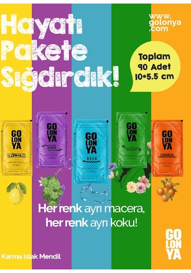 Golonya Karma Islak Mendil 90'lı 10 x 5.5 CM