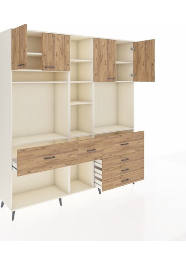 Hyperion Dolap 11 Raflı 6 Çekmeceli 4 Kapaklı 220x44x243 Aytaşı-çam/çam Atlas Çam/atlas Çam