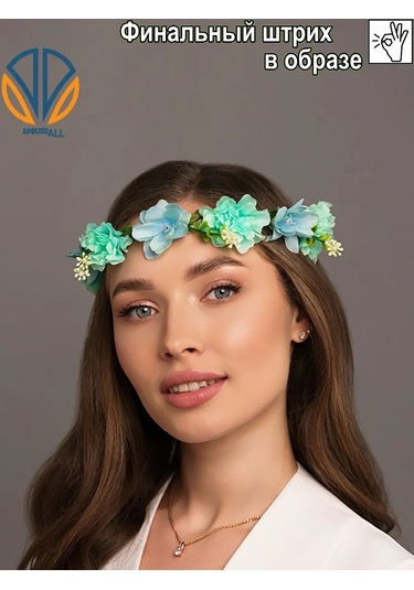Ahouseall Kadınlar Ve Çocuklar İçin Parlak Çiçekli Taç 219515337 Turkuaz