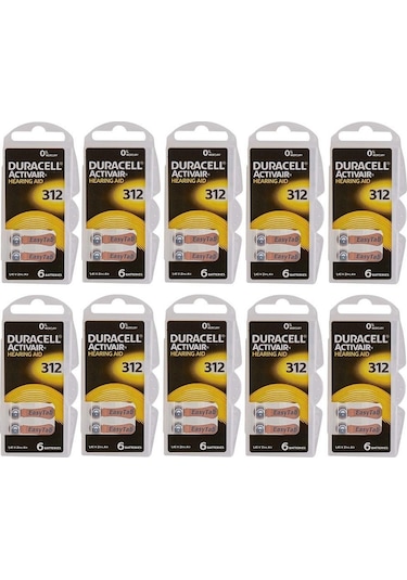 Duracell Activair 312 Numara PR41 İşitme Cihazı Pili 6 x 10'lu