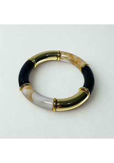 Siyah Gold Kemik Bileklik 2'li Gold