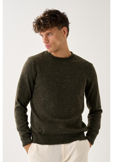 Erkek Melanj Triko Kazak Haki