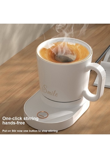 Novahub Akıllı Kablosuz Kahve Isıtıcı - 55 C, 15w Hızlı Şarj, Beyaz Seramik & Paslanmaz Çelik Tasarım Beyaz
