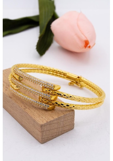 Latif Kuyumculuk 22 Ayar Altın İki Sıra İşlemeli Kaburga Kadın Bileklik Lkbk1152