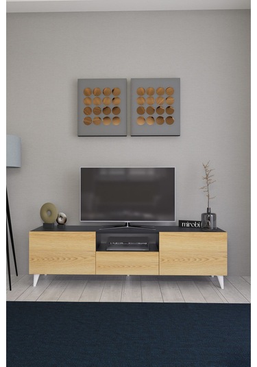 Bravix Modern Tv Ünitesi 3 Bölmeli Tv Sehpası Gövde Antrasit ... Antrasıt/atlas Çam