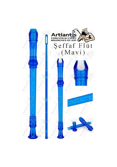 Şeffaf Flüt Blok 1 Adet Renkli Blok Fülüt Şeffaf Abs Plastik 3 Parça Kaliteli Net Ve Yüksek Ses Kalitesi Fülüt Mavi