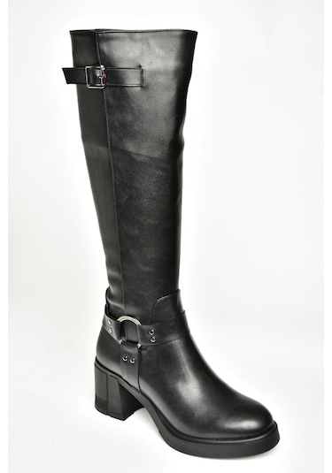 Fox Shoes T282832009 Siyah Kalın Topuklu Kadın Çizme Siyah