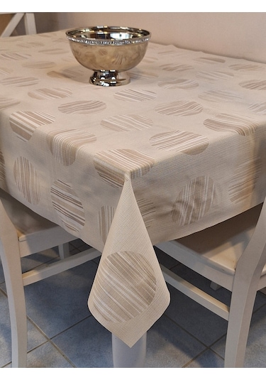 İthal Silinebilir Pvc Masa Örtüsü Kaymaz Tabanlı, Kumaş Görünümlü Pvc Masa Örtüs İth5520 Bej
