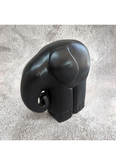 Cajuart Büyük Boy Siyah Renk Sanatsal Fil Mamut Biblo Heykel Ev Ofis Dekor