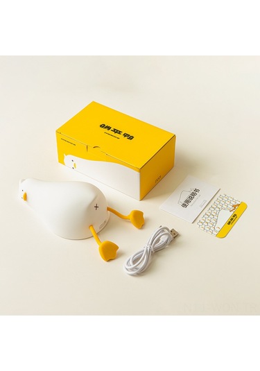 Neevoyu Yumuşak Silikon Ördekleye Gece Lambası - 3 Parlaklık Seviyesi, 30 Dakika Zamanlayıcı, 1200mah Pil, Akşam Yemeği Işığı, Oyuncağı - Sarı K-1096 Diğer