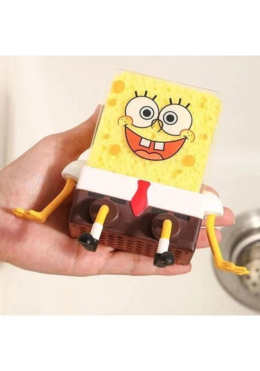 Aubyhe Mutfak Evcilcik Ve Sabun Tutucu, 11.5x8x6 Cm, Multifonksiyonel Sulama Rakipli Abs Plastik, Bakteri Büyümesini Azaltır, 1 Adet Sarı