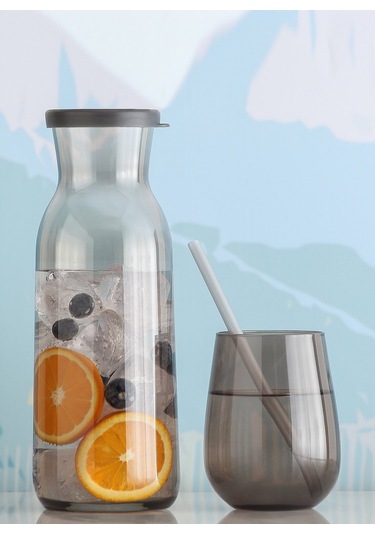 LAV Fonte Cam Karaf Tekli 1,2 L Gri Silikon Kapaklı (Sürahi )