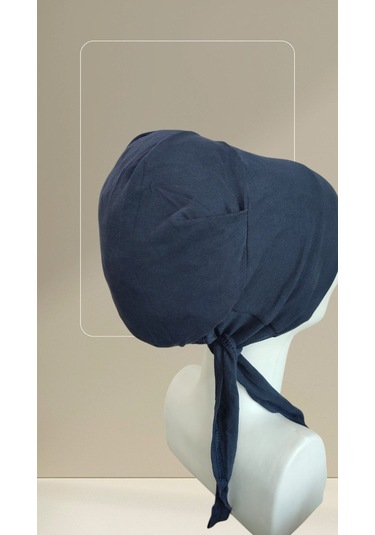 Lacivert Dikişsiz Arkadan Bağlamalı %100 Pamuk Bone Lacivert