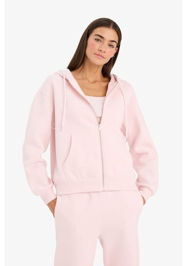 Defacto Relax Fit Kapüşonlu Sweatshirt C1809AX25SP Pembe