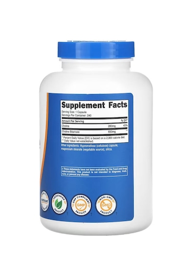 Nutricost Choline Bitartrate 650 Mg 240 Capsules
