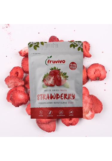 Dondurularak Kurutulmuş Çilek, 15 Gr %100 Vegan, Glutensiz