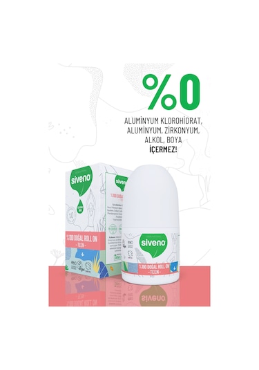 Siveno %100 Doğal Roll On Teen Girl Genç Kız Deodorant Ter Kokusu Önleyici Bitkisel Leke Bırakmayan Vegan 50 ML