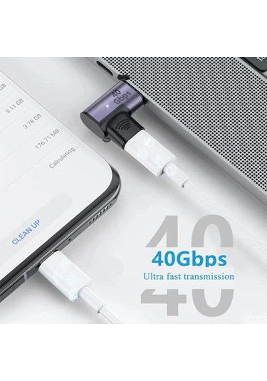 Mufunye Usb4.0 Tipi-c Manyetik Adaptör, 40gbps Hızlı Veri Ve Pd100w Şarj, Thunderbolt3 Uyumlu, Alüminyum Gövde, 90 Derece Erkek-dişi Bağlantı