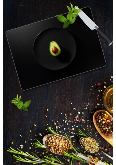 Avokado Desenli Cam Kesme Tahtası 30 Cm X 40 Cm