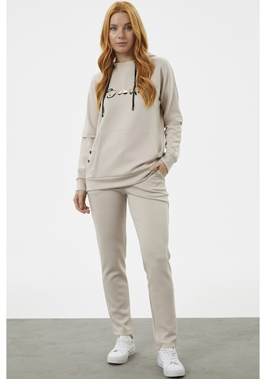 Kanguru Cepli Dalgıç Kumaş Eşofman Takım - Taş 001