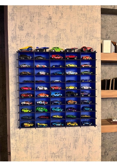 Oyuncak Araba Rafı Mobilya Lacivert