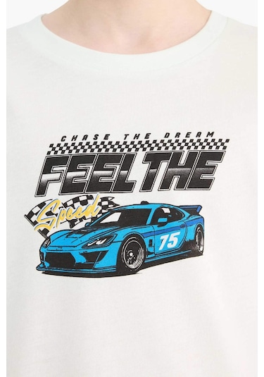 DeFacto Erkek Çocuk Bisiklet Yaka Baskılı Kısa Kollu Tişört F0176A825SMGN1273