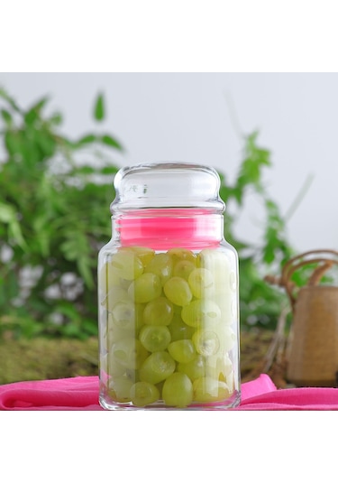 LAV Sera Cam Kavanoz 2'li Orta Boy 890 ml Pembe Cam Kapaklı (Erzak Saklama Kavanozu )