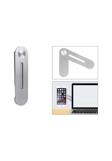 Laptop - Monitör Telefon Tutucu Yandan Telefon Tutma F21-Gümüş