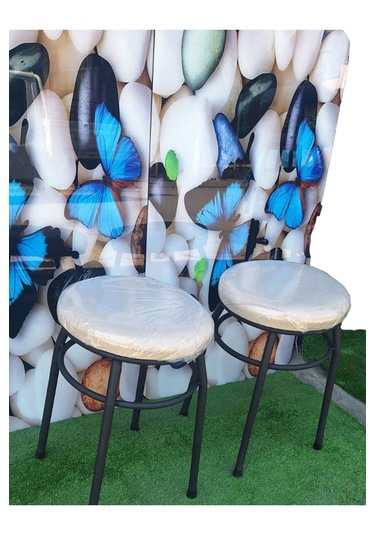 2'li Tabure Statık Ayaklı Krem