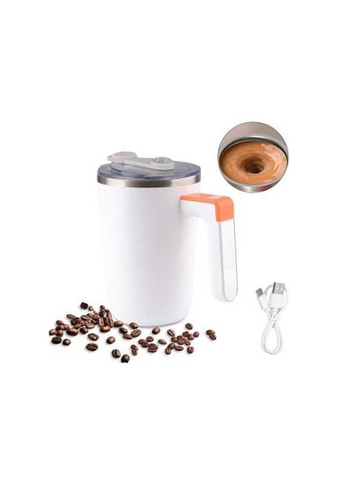 Novahub Kendinden Karıştırmalı Isıtmalı Bardak - 300ml Usb Şarjlı Beyaz Beyaz