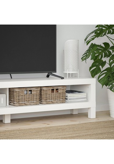 Tv Sehpası Lack 160 Cm Meridyendukkan 2 Raflı Tv Ünitesi, Televizyon Sehpası 160x35x36 Cm Beyaz Renk