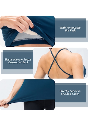 Kosona Kadınlar İçin Meşe Kırmızısı Yoga Spor Vücut Şekli Belirten Tayt - Çıkarılabilir Büst Pad Ve Kaymaz Arka Çapraz Askılı Kırmızı