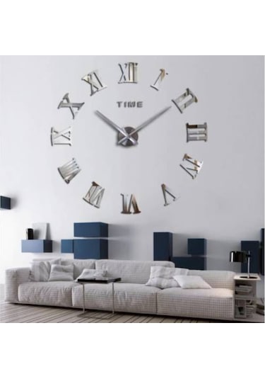 Dekoratif 3D Duvar Saati Roma Rakamlı Model (446720408)