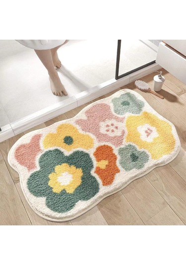 Kangvka Yumuşak Fluffy Banyo Halısı - Yüksek Emici, Kaymazsız, Makine Yıkama Uygun, 40x60 Cm Keçiboynuzu Benzeri Diğer